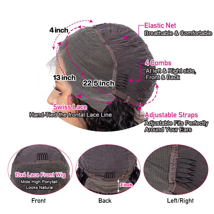 Riverwood Loose Bob Wavy Wigs 13x4 HD Lace Front 150% Density Pre-Plucked Virgin Human Hair