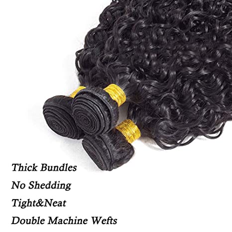 3 Bundles Kinky Curly With 4x4 Closure Brazilian Human Hair Natural Black Color (8A)