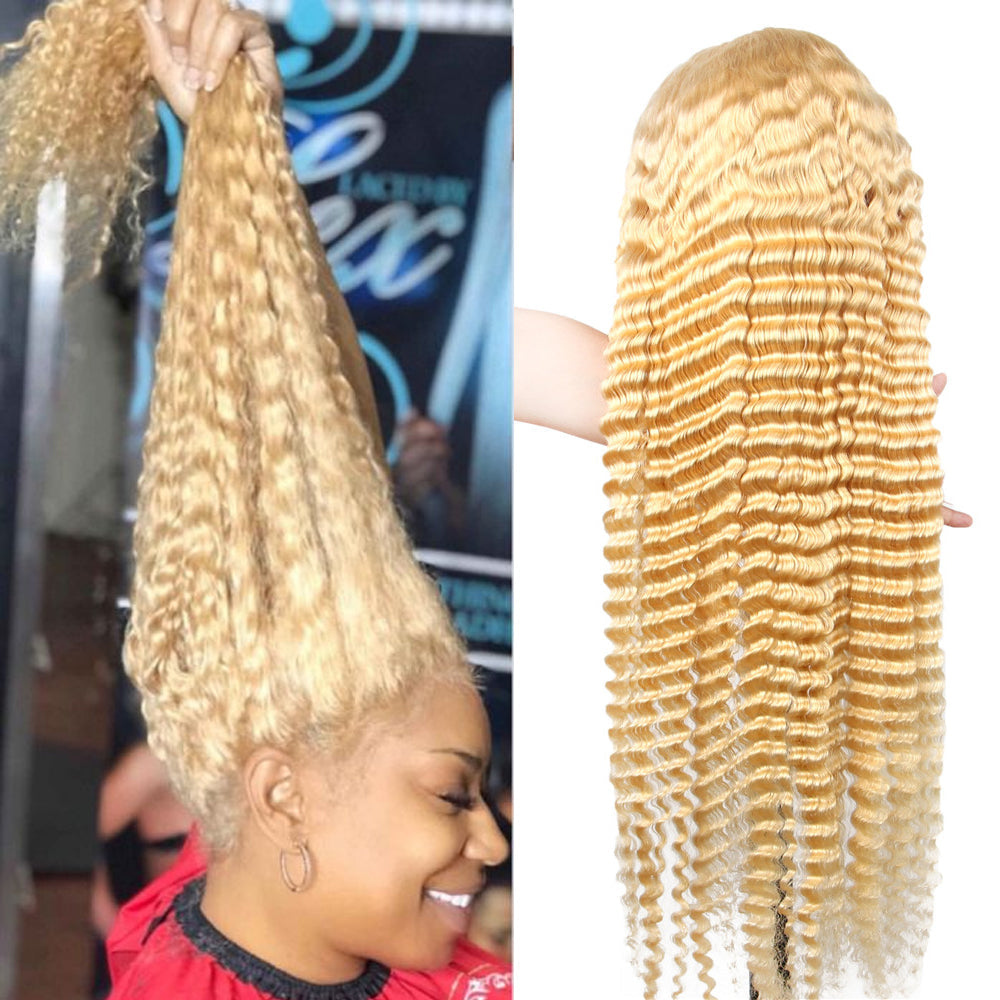 #613 Blonde 13x4 HD Lace Front Wigs-Deep Wave Human Hair Wigs