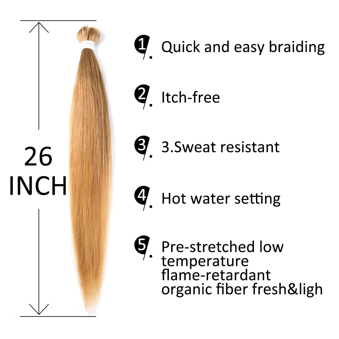 Pre-stretched EZ Braid Pre Stretched Braiding Hair 27# Professional Hair Yaki Synthetic Hair