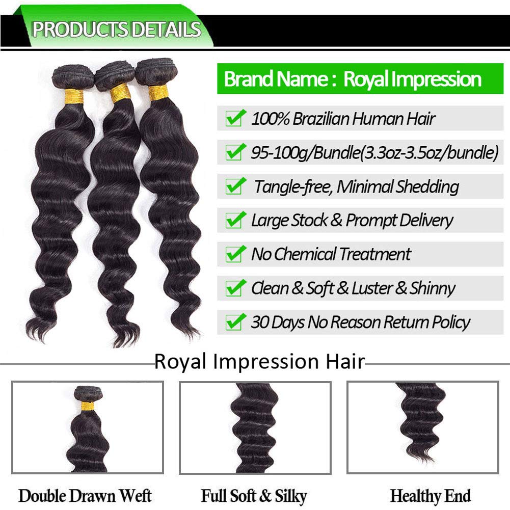 Brazilian Loose Deep Wave 3 Bundles 100% Unprocessed Virgin Human Hair Natural Black