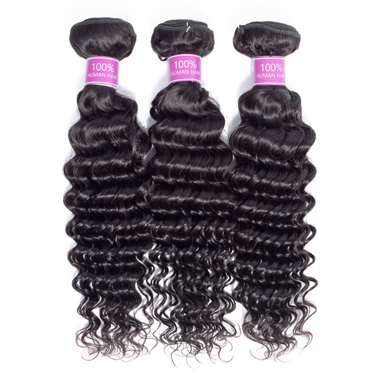 Riverwood 8A Deep Wave Brazilian Human Hair Bundle Natural Color