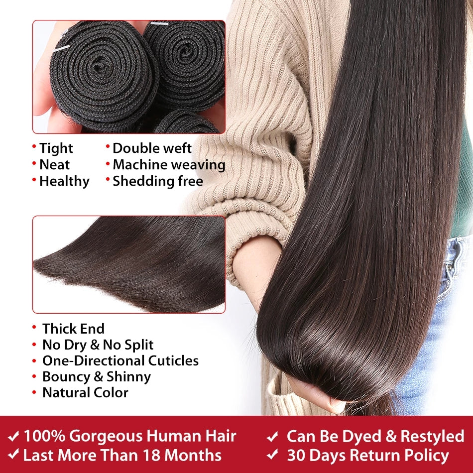 10 Bundles Deal - Wholesale human hair bundles- 10A Indian Virgin Hair (Varied Length 18"-28") Straight/Body/Deep