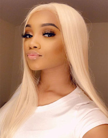 Blonde human hair front lace wigs 