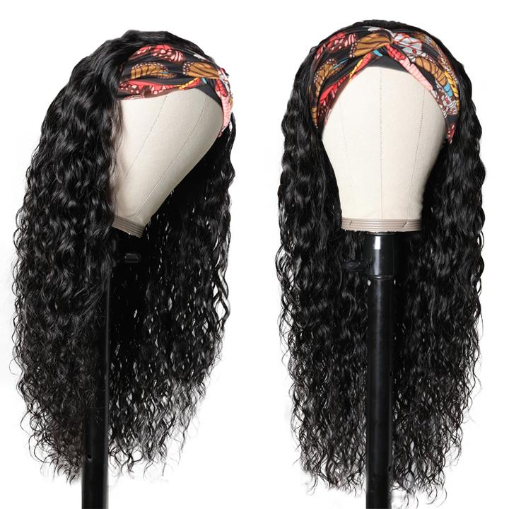 Riverwood Water Wave Headband Wigs Brazilian Glueless Human Hair Wigs Natural Color